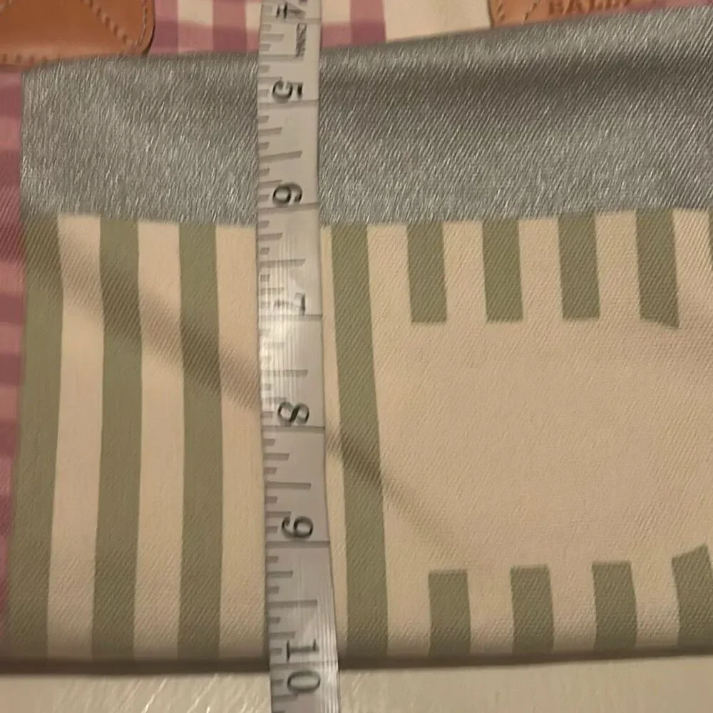 Bally Canvas Tote Bag Pastel Patchwork Plaid Handbag Preppy Coastal Stripe